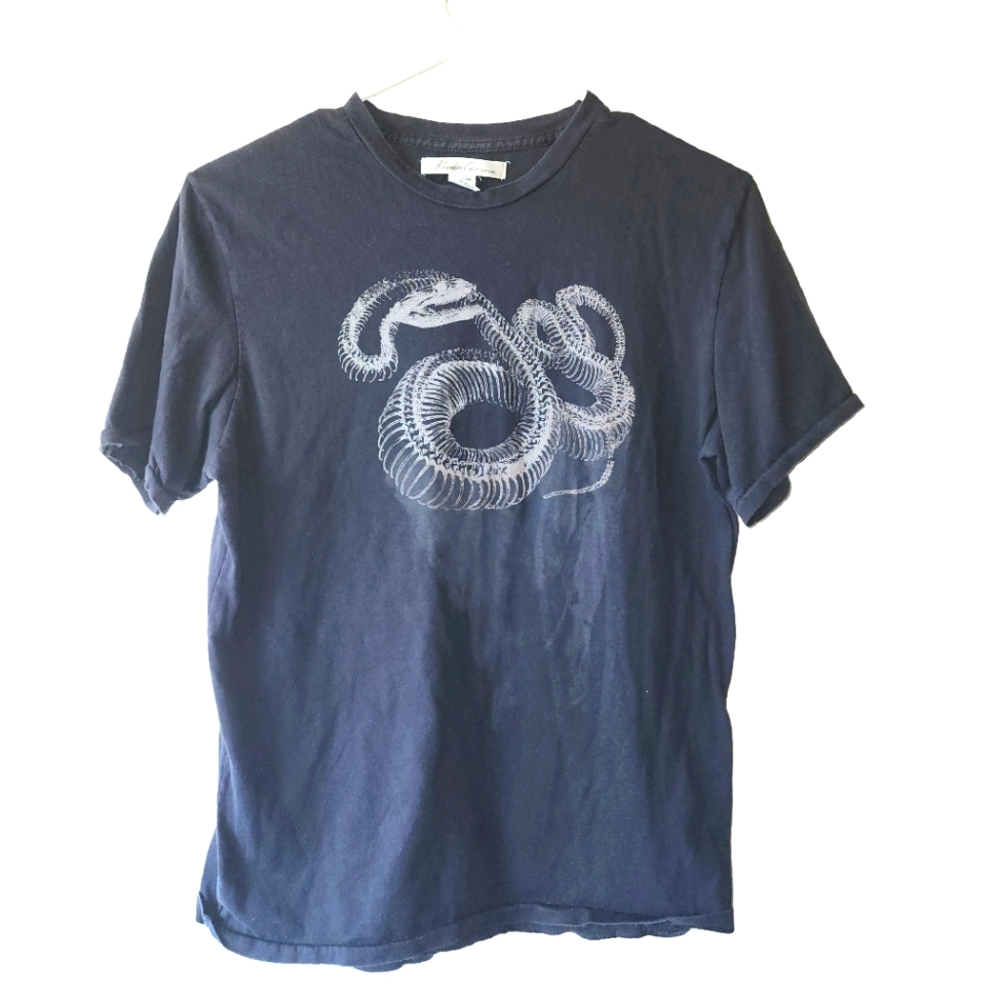 Kenneth Cole New York Gray Short Sleeve Tee With Snake Graphic Sz M